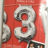 Balónek foliový narozeniny číslo 3 stříbrný 35 cm 